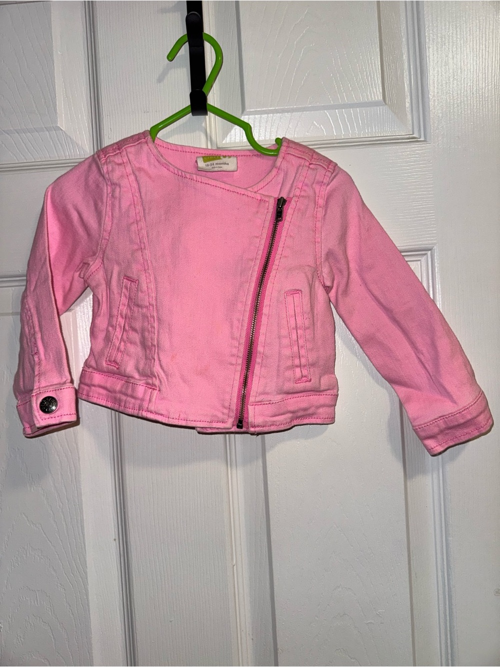 Crazy 8 Pink Asymmetrical Zip Jean Jacket